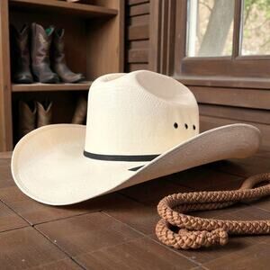 Dallas Hats Western Hat Mens 50X Cream Straw Cowboy Country Size 7 1/8